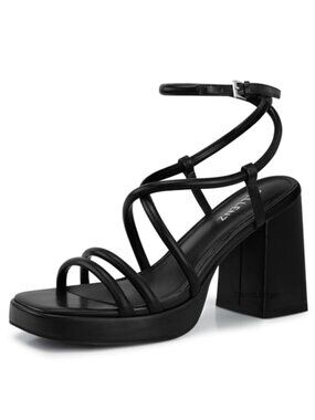 Chunky Platform Strappy High Heel Sandals Block Heel Buckle Ankle Strap